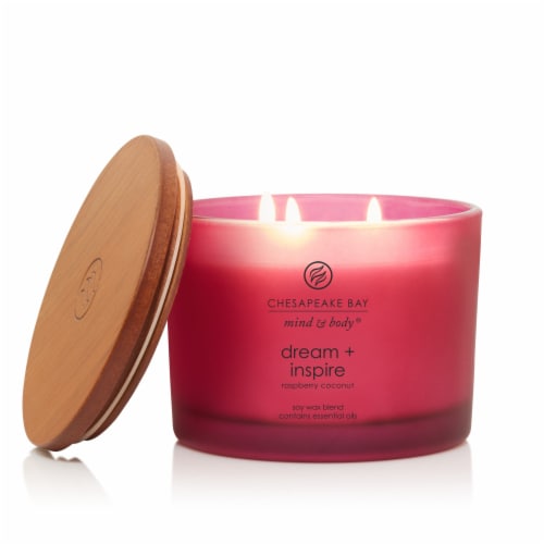 Chesapeake Bay Dream & Inspire Raspberry Coconut Scented Jar Candle Perspective: left