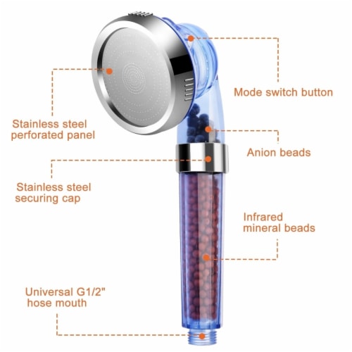 Ionic Filtration Shower Head High Pressure 3 Mode Stone Water