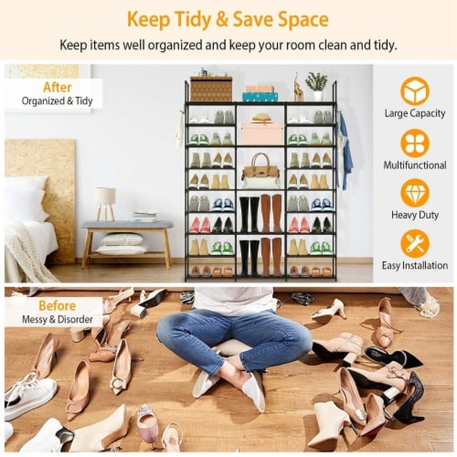 Large Capacity Shoe Cabinet Space-saving Metal Stand Shelf Shoes