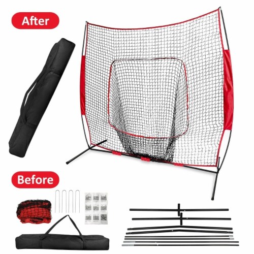 7x7ft Baseball Softball Teeball Practice Net Batting Hitting Pitching Training Net Perspective: left