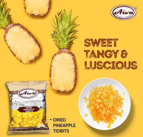 Aiva Dried Pineapple Tidbits (Diced Pineapple) 2 lb Perspective: left