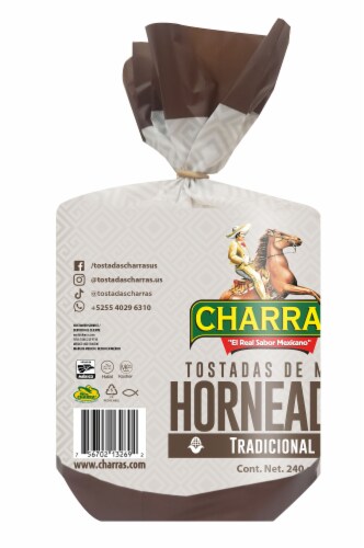 Charras Traditional Baked Corn Tostadas Perspective: left