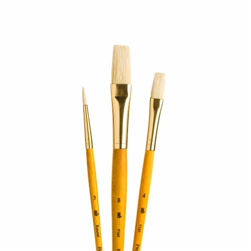 Princeton Brush Real Value™ Bristle Brush Set Round 3 Flat 4 & 8 Perspective: left