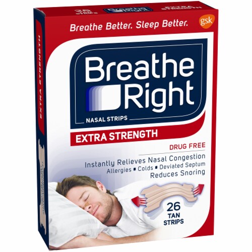Breathe Right Extra Strength Tan Nasal Strips Perspective: left