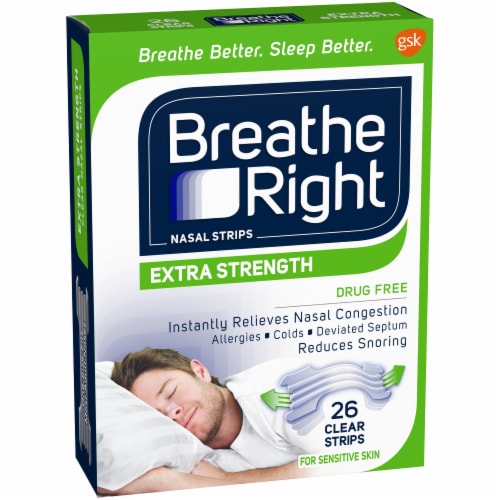 Breathe Right Extra Strength Drug-Free Clear Nasal Strips, 26 ct - City  Market