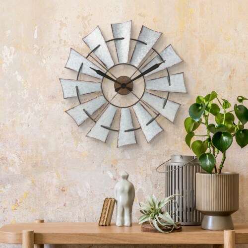 La Crosse Clock Company Windmill Analog Wall Clock - Silver Perspective: left