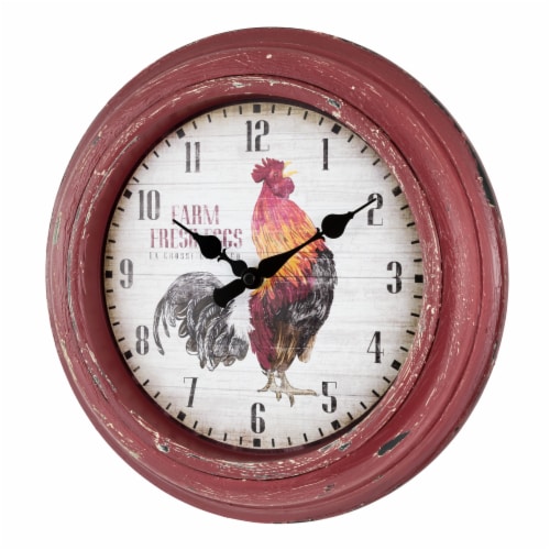 La Crosse Clock Company Rooster Wall Clock - Red Perspective: left