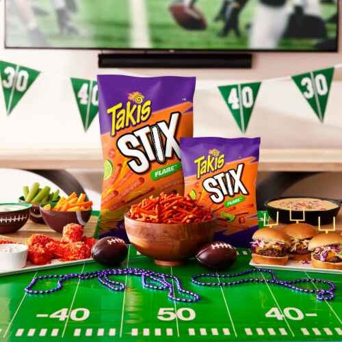 Takis Stix Spicy Flare Chili Pepper & Lime Corn Chips Perspective: left