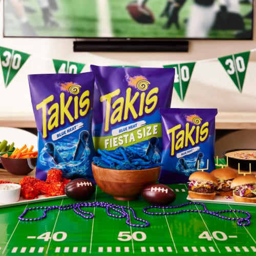 Takis Rolls Spicy Blue Heat Hot Chili Pepper Tortilla Chips Perspective: left