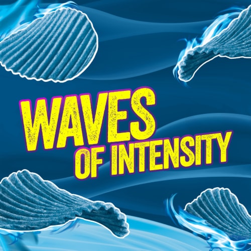 Takis Blue Heat Waves Hot Chili Pepper Wavy Potato Chips Perspective: left