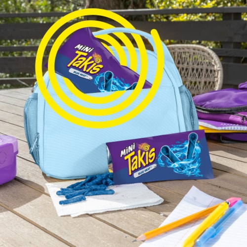 Takis Blue Heat Mini Hot Chili Pepper Rolled Tortilla Chips Perspective: left