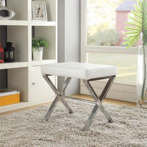 Carolina Classics Elisabetta Vanity Bench White/Chrome, 1 Ralphs