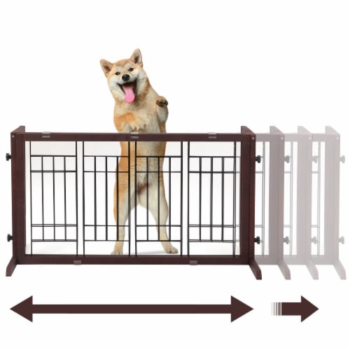 Adjustable Wooden Pet Gate For Dogs Indoor Freestanding Dog Fence For Doorways Stairs Deep B 1 unit QFC
