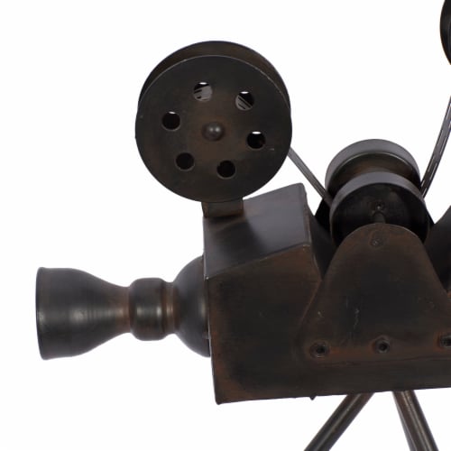 Uma Enterprises Metal Movie Camera Table Decor with Tripod Base - Brown Perspective: left