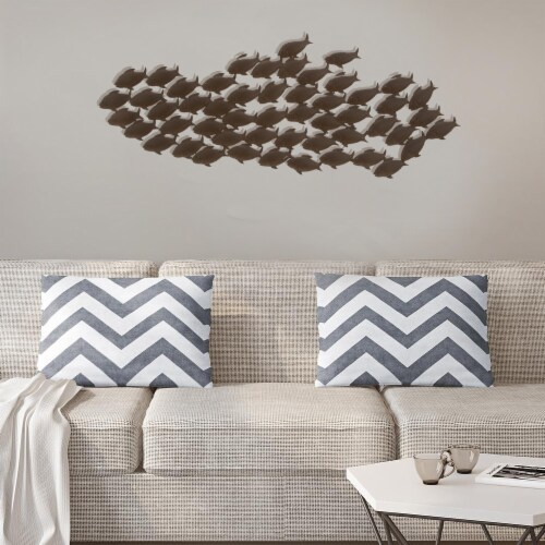 Attractive Metal Fish Wall Decor In Bronze- Saltoro Sherpi Perspective: left