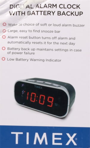 Timex® Space Saving LED Alarm Clock - Black Perspective: left