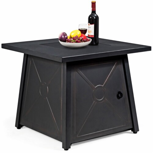 Gymax 30'' Square Gas Fire Pit Table Propane 50,000 BTU Patio Yard w/ Lava Rocks Perspective: left