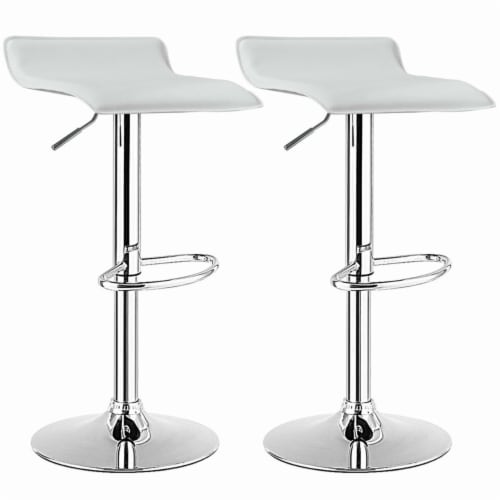 Set of 4 Swivel Bar Stool PU Leather Adjustable Kitchen Counter Bar Chair White Perspective: left