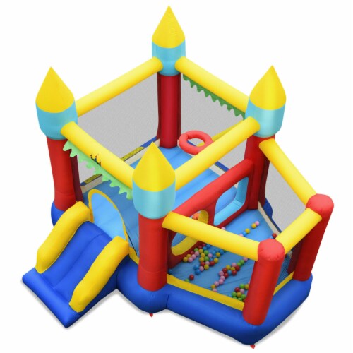 Gymax Inflatable Bounce House Slide Jumping Castle Ball Pit Tunnels Without Blower Perspective: left