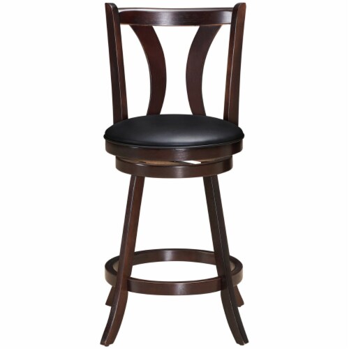 Gymax Set of 2 Swivel Bar stool 24'' Counter Height Leather Padded Dining Kitchen Chair Perspective: left