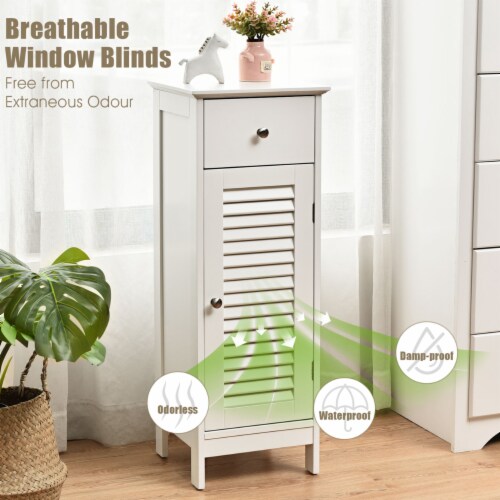 71 Wooden Tall Narrow Bathroom Floor Storage Towel Cabinet w/ Mirror,  White, 1 Unit - Kroger