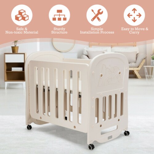 3in1 Baby Bed Crib w/ 2'' Mattress Convertible Toddler Playard