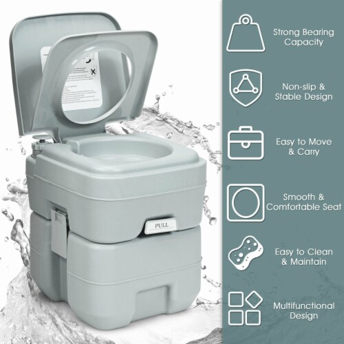 5.3 Gallon 20L Portable Toilet Travel Camping Outdoor/Indoor Toilet Potty Flush 