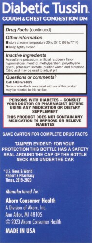 Diabetic Tussin Maximum Strength Cough Suppressant & Expectorant Liquid Perspective: left