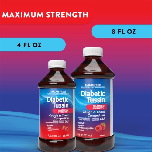 Diabetic Tussin Maximum Strength Berry Cough & Chest Congestion Perspective: left