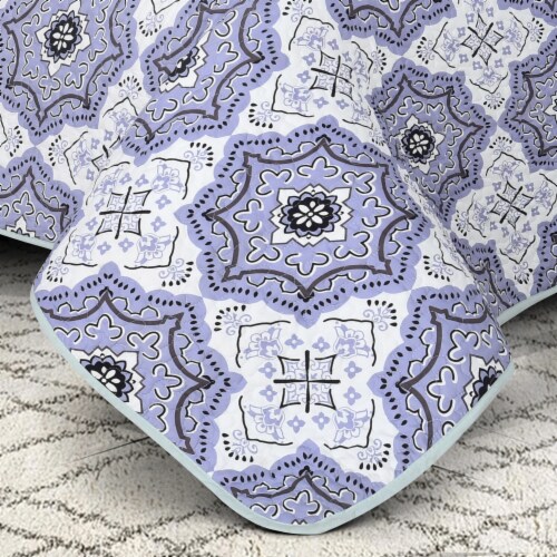 Lux Decor Collection 4-Piece Reversible Quilt Set (Queen-Navy Blush Greyson) Perspective: left