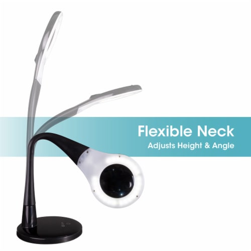 OttLite Prevention LED Flexible Magnifier Desk Lamp - Black Perspective: left