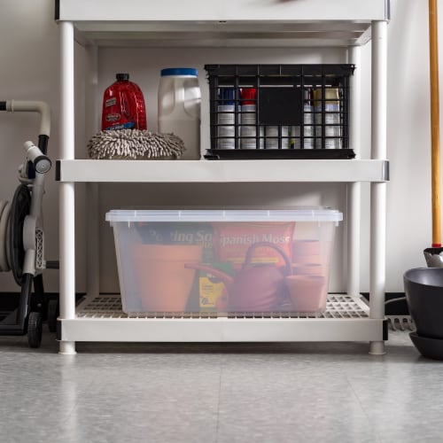 IRIS USA 68Quart/17Gal. Stackable Plastic Storage Bins with Lids and Latch Buckles, Clear Perspective: left