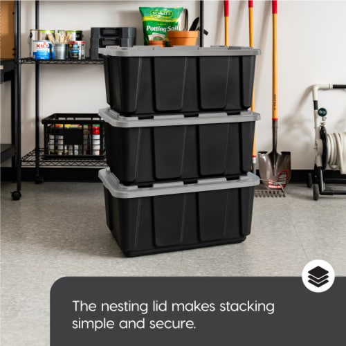 IRIS USA 4 Pack Large Heavy-Duty Storage Plastic Bin Tote Container,  Durable Lid, Black/Gray, 4 Units - Fry's Food Stores