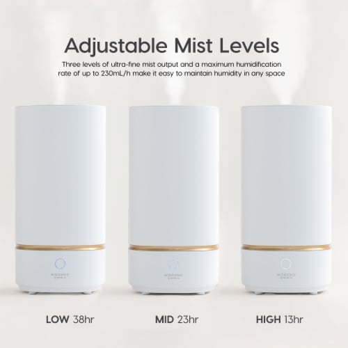 IRIS USA WOOZOO Ultrasonic Cool Mist Humidifier 3L Water Tank, Runs up to 38 hours Perspective: left