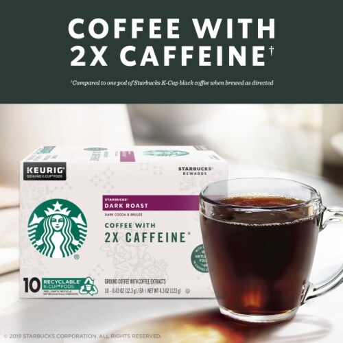 Starbucks 2X Caffeine Dark Roast K-Cup Coffee Pods Perspective: left