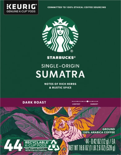 Starbucks® Sumatra Dark Roast K-Cup Coffee Pods Perspective: left
