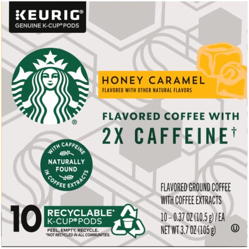 Starbucks Plus Honey Caramel Flavored Coffee K-Cup Pods Perspective: left