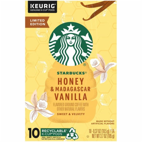 Starbucks® Honey & Madagascar Vanilla Flavored Ground Coffee K-Cup® Pods Perspective: left
