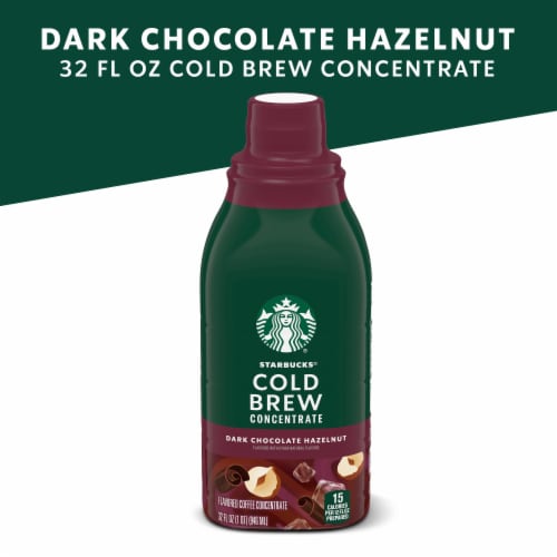 Starbucks Cold Brew Coffee Concentrate Naturally Flavored Dark Chocolate Hazelnut Bottle Perspective: left