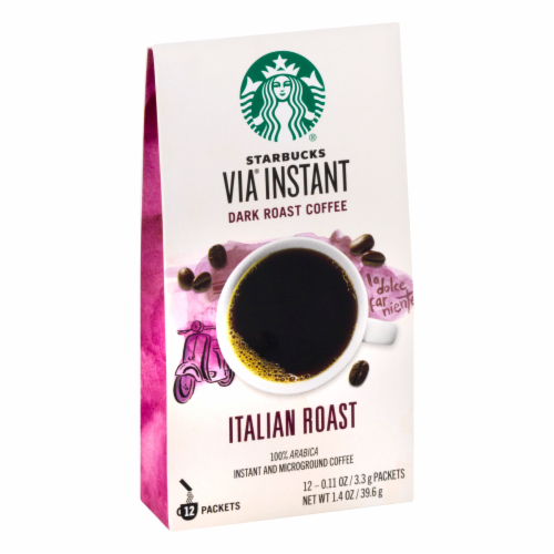 Starbucks VIA Dark Roast Italian Roast Coffee Packs Perspective: left
