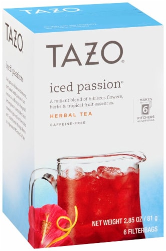 Tazo Iced Passion Caffeine Free Herbal Tea Bags Perspective: left