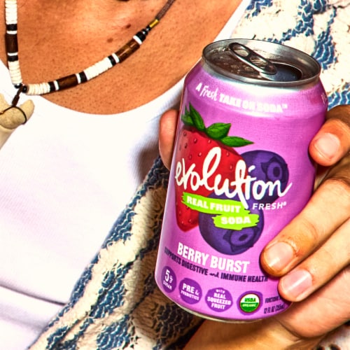 Evolution Fresh® Berry Burst Organic Real Fruit Soda Perspective: left