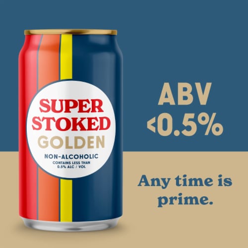 Deschutes Brewery® Super Stoked Non-Alcoholic Golden Craft Beer Perspective: left
