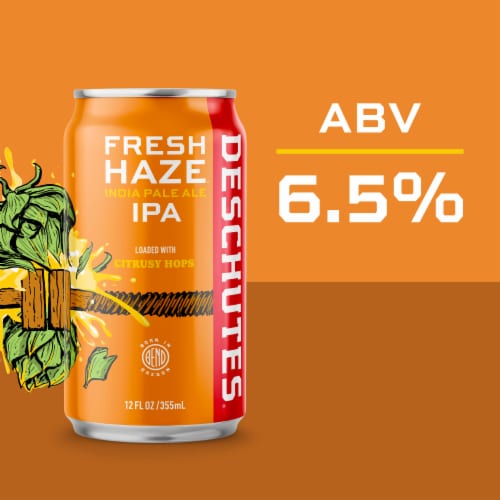 Deschutes Brewery® Fresh Haze IPA Craft Beer Perspective: left