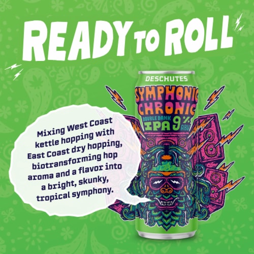 Deschutes Brewery® Symphonic Chronic Double Dank IPA Craft Beer Single Can Perspective: left