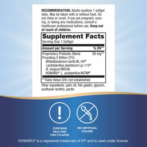 Nature's Way Max Potency Probiotic Pearls No Refrigeration Required Softgels 5 Billion Live Cultures Perspective: left