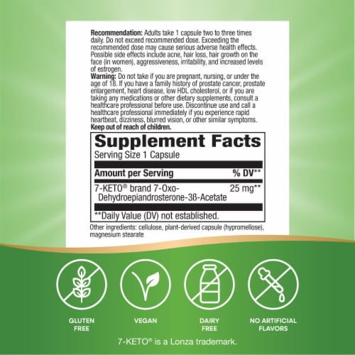 Nature's Way 7-KETO3 DHEA Metabolite 25mg Potency Capsules Perspective: left