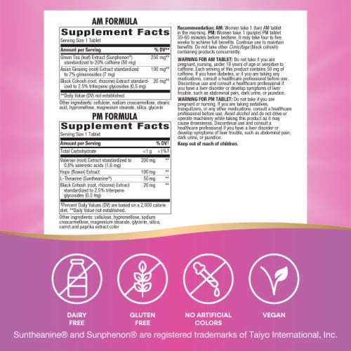 Nature's Way® AM/PM PeriMenopause Formula™ Relief Tablets Perspective: left