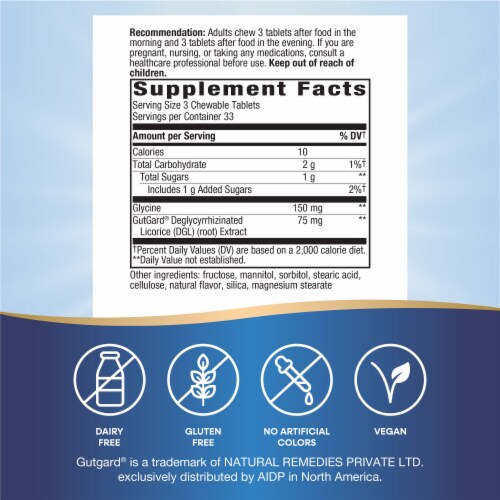 Nature's Way DGL Deglycyrrhinizated Licorice Extract Chewable Tablets Perspective: left