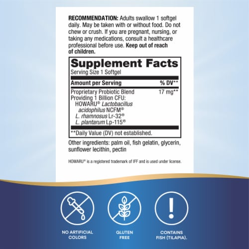 Nature's Way Women's Probiotic Pearls No Refrigeration Required Softgels 1 Billion Live Cultures Perspective: left